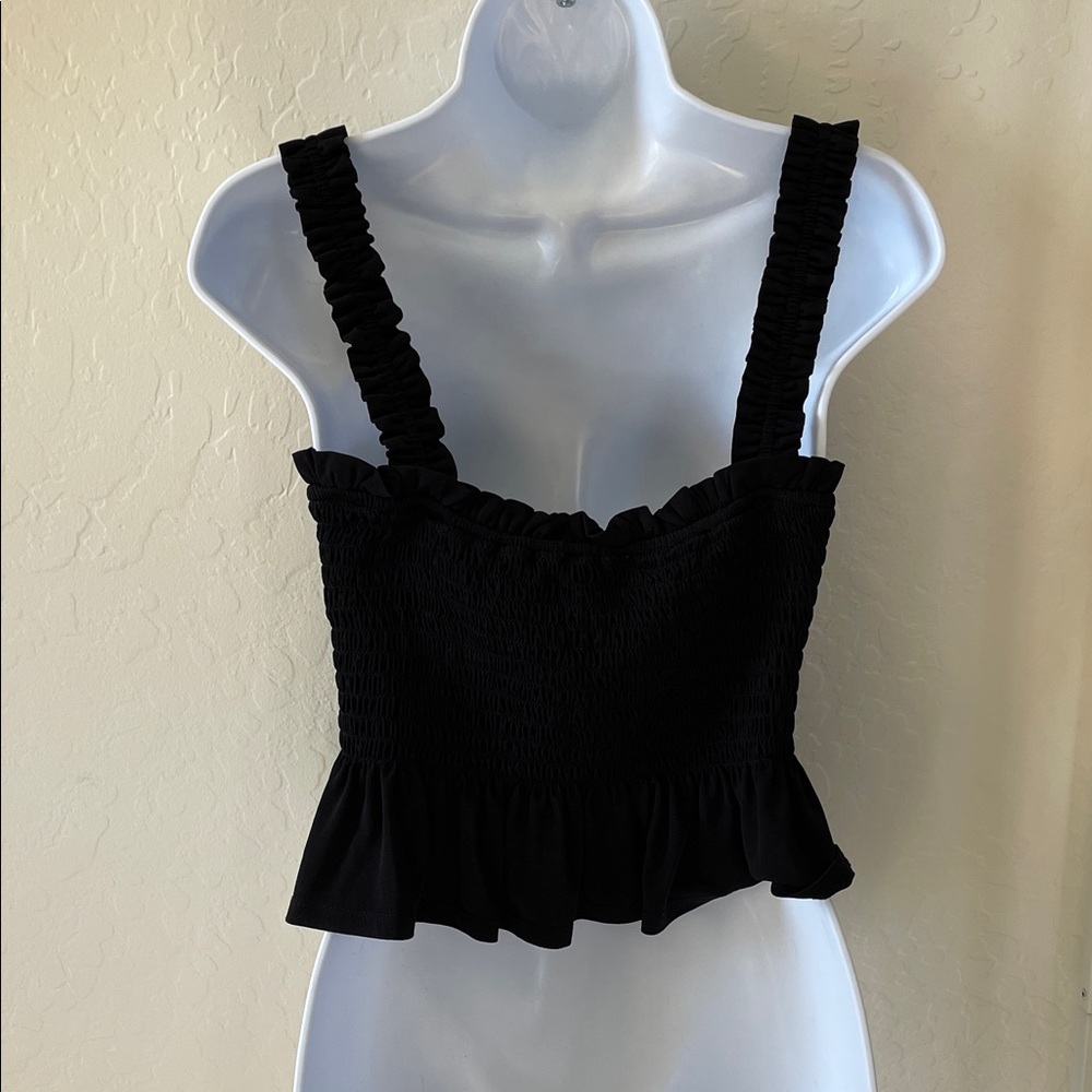 Bcbgeneration Black Ruffled Crop Top - image 2
